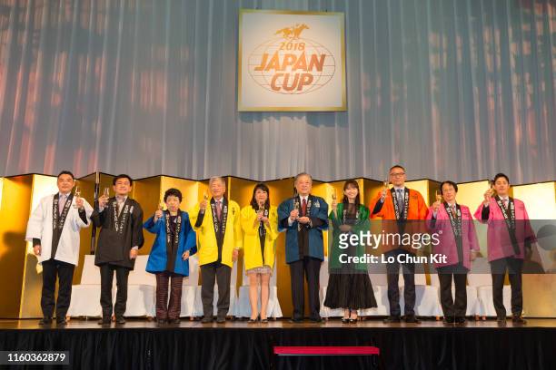 Masayuki Goto , President and CEO of Japan Racing Association, and the participate owners of Japan Cup at Conrad Hotel during the Japan Cup Welcome...