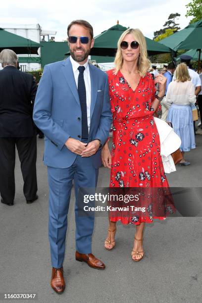 England manager Gareth Southgate and Alison Southgate attend day six of the Wimbledon Tennis Championships at All England Lawn Tennis and Croquet...