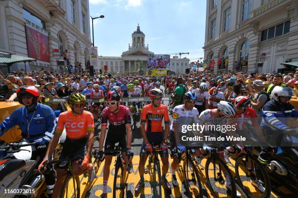 Start / Greg Van Avermaet of Belgium and CCC Team / Geraint Thomas of United Kingdom and Team INEOS / Vincenzo Nibali of Italy and Team...