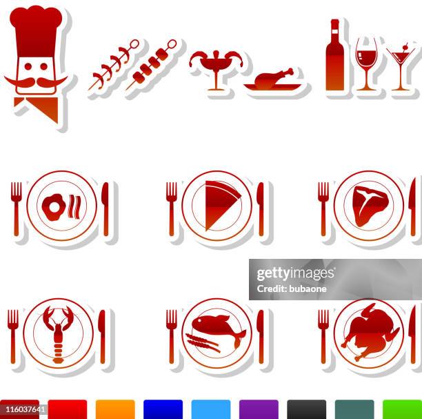 food royalty free vector icon set in nine colors - mignon stock illustrations