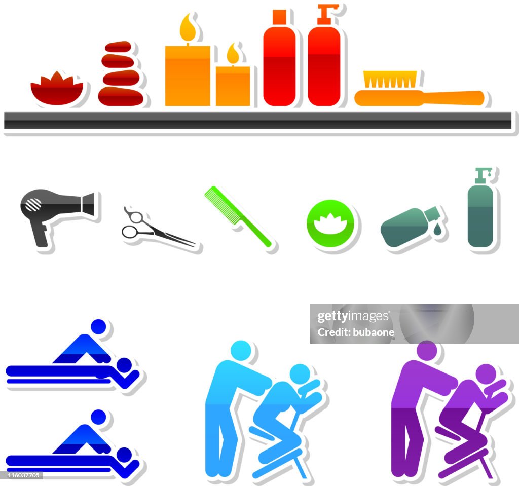Spa sin royalties de vector icono conjunto de nueve de colores