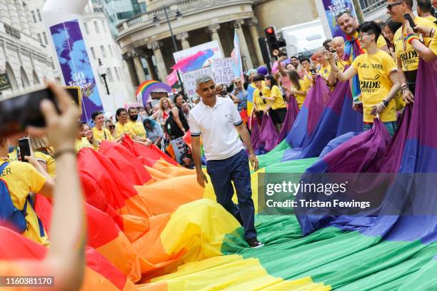 London Mayor Sadiq Khan during the parade at Pride in London 2019 on July 06, 2019 in London, England.