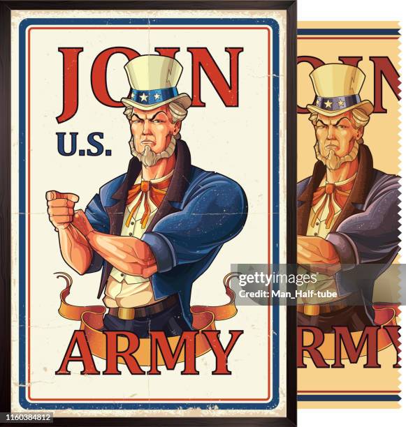 uncle sam army poster - old poster stock illustrations