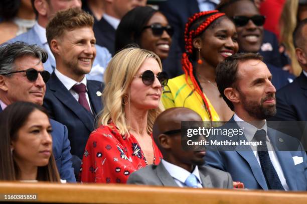 Gareth Southgate and his wife Alison Southgate are seen in the Royal Box during Day six of The Championships - Wimbledon 2019 at All England Lawn...