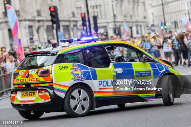 General view of a police car during Pride in London 2019 on July 06, 2019 in London, England.
