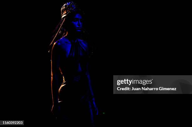 Model Lucia Rivera walks the runway at the ALASKA fashion show during the Samsung Ego - Mercedes Benz Fashion Week Spring/Summer 2020 at Ifema on...