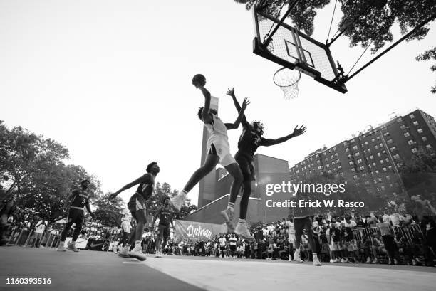 High School Basketball: NY vs NY Streetball Tournament: View of action during tournament at Monsignor Kett Playground in Dyckman Park. New York, NY...