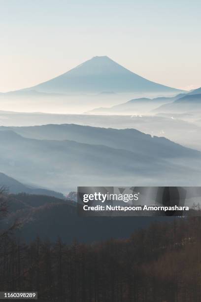 mt.fuji with ranges of mountain - mt fuji stock pictures, royalty-free photos & images