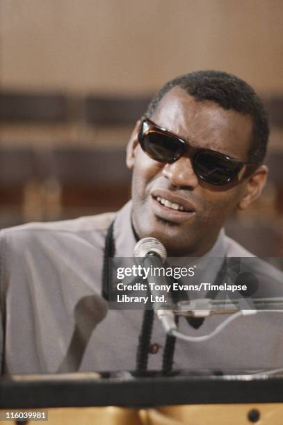 American soul and blues musician Ray Charles at the piano, 1964.