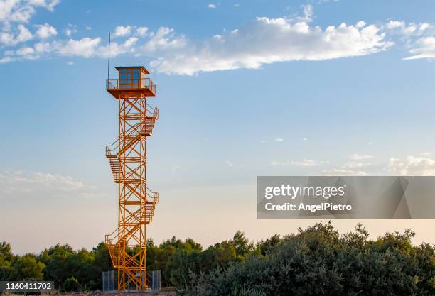 fire turret - observatory to detect fires - guarding stock pictures, royalty-free photos & images