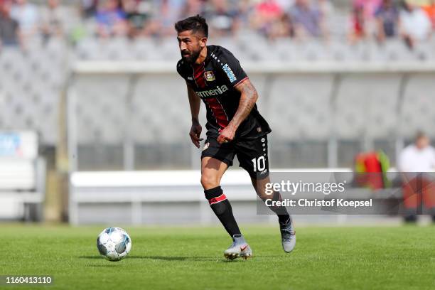 Kerem Demirbay of Leverkusen runs with the ball during the pre-season friendly match between Wuppertaler SV and Bayer 04 Leverkusen at Stadion am Zoo...