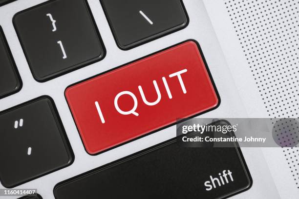 i quit on computer keyboard key - quitting a job stock pictures, royalty-free photos & images