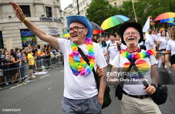 Parade goers during Pride in London 2019 on July 06, 2019 in London, England.