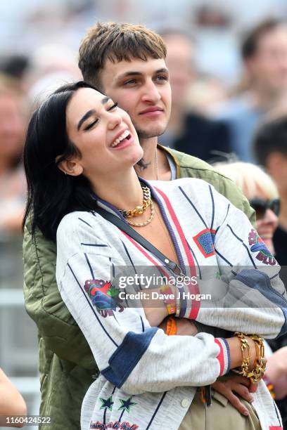 Dua Lipa and Anwar Hadid attend Barclaycard Presents British Summer Time Hyde Park at Hyde Park on July 06, 2019 in London, England.
