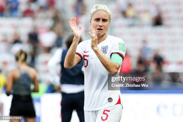 Steph Houghton of England thanks the fans after the 2019 FIFA Women's World Cup France 3rd Place Match match between England and Sweden at Stade de...