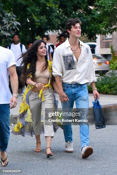 Shawn Mendes and Camila Cabello seen out and about in Manhattan on August 8, 2019 in New York City.