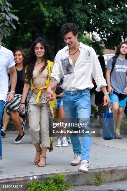 Shawn Mendes and Camila Cabello seen out and about in Manhattan on August 8, 2019 in New York City.