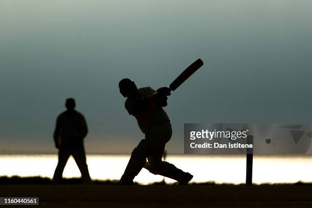 Batsman from Bude CC bats during the Cornwall Cricket League Division 2 East match between Bude CC and Menheniot/Looe CC at Crooklets Cricket Ground...