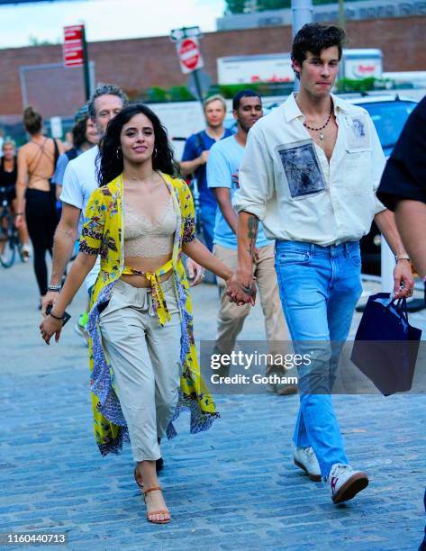 Camila Cabello and Shawn Mendes are seen on August 8, 2019 in New York City.