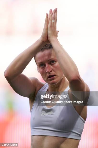 Ellen White of England thanks fans for the support after the match during the 2019 FIFA Women's World Cup France 3rd Place Match match between...