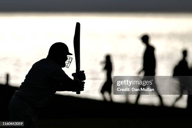 Batsman from Bude CC plays a shotduring the Cornwall Cricket League Division 2 East match between Bude CC and Menheniot/Looe CC at Crooklets Cricket...