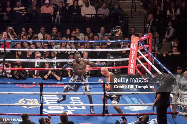 January 16: MANDATORY CREDIT Bill Tompkins/Getty Images Deontay Wilder defeats Artur Szpilka by Knockout in their heavyweight Championship fight....