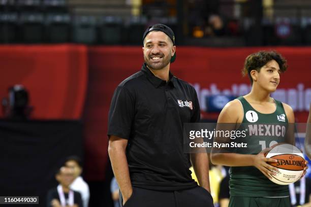 Greivis Vasquez smiles during the Jr. NBA Global Championship Skills Night presented by Gatorade on August 8, 2019 at the HP Field House at the ESPN...