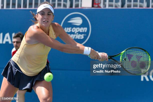 Belinda Bencic of Switzerland plays against Elina Svitolina of Ukraine during the round 16 match of championship in the Rogers Cup tennis tournament...