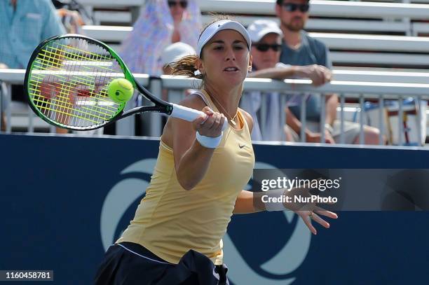 Belinda Bencic of Switzerland plays against Elina Svitolina of Ukraine during the round 16 match of championship in the Rogers Cup tennis tournament...