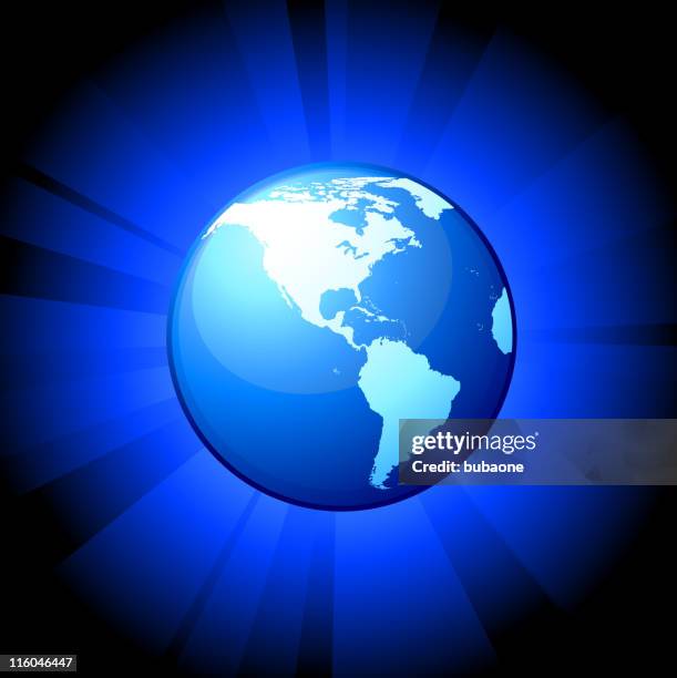blue globe on royalty free vector background with glow effect. - colour enhanced stock illustrations
