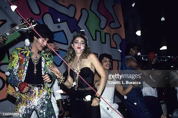 American musician Madonna dances, New York, New York, circa 1986.