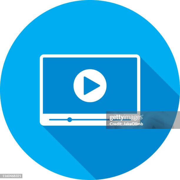 stockillustraties, clipart, cartoons en iconen met video speler breedbeeld icon silhouet - play knop