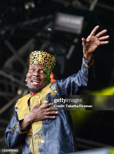 Jimmy Cliff performs on the main stage on day 2 of Love Supreme Festival at Glynde Place on July 06, 2019 in Lewes, England.