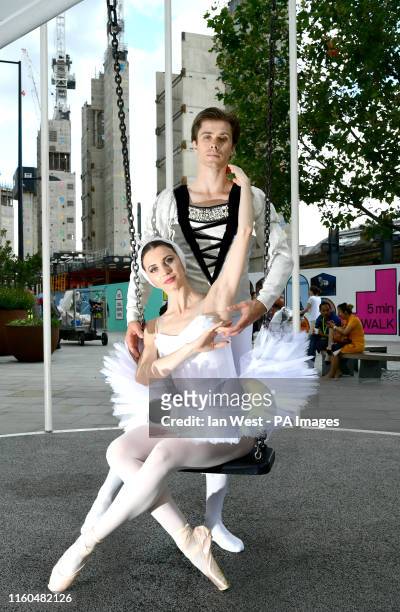 Dancers Artem Ovcharenko and Anna Tikhomirova during a photo call ahead of performances by the Bolshoi Ballet at the Royal Opera House and the Royal...