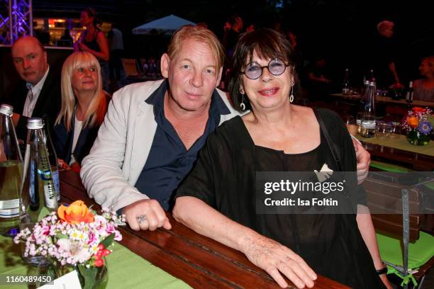 German actor Ben Becker and his mother German actress Monika Hansen during the 175th anniversary of Berlin Zoological Garden on August 9, 2019 in...