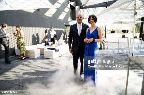 Swiss Federal Councilor Alain Berset and Muriel Zeender Berset attend the Leopard Club Gala during the 72nd Locarno Film Festival on August 9, 2019...