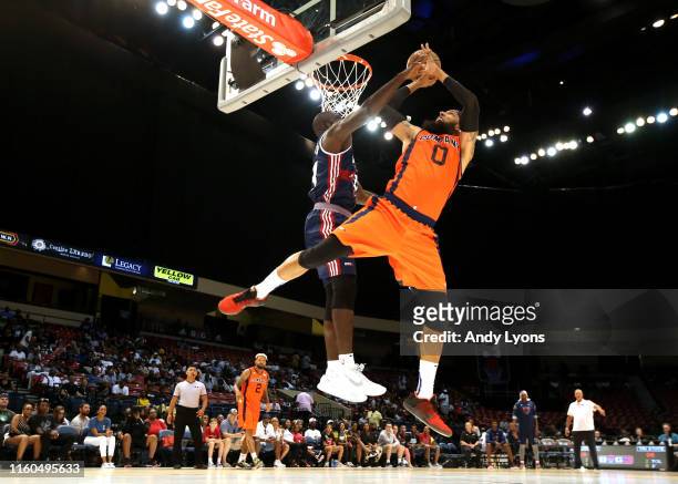 Drew Gooden of 3’s Company takes a shot against Jason Richardson of Tri-State during week three of the BIG3 three on three basketball league at...