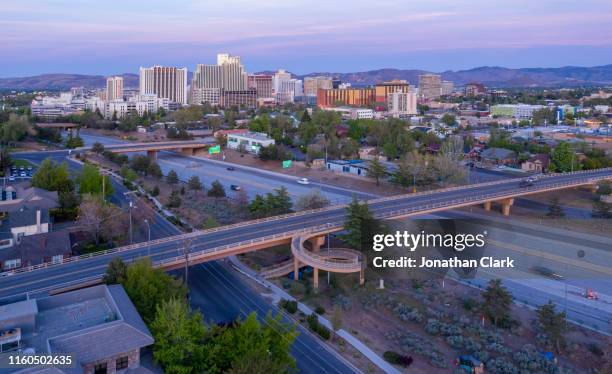 reno city skyline - nevada skyline stock pictures, royalty-free photos & images