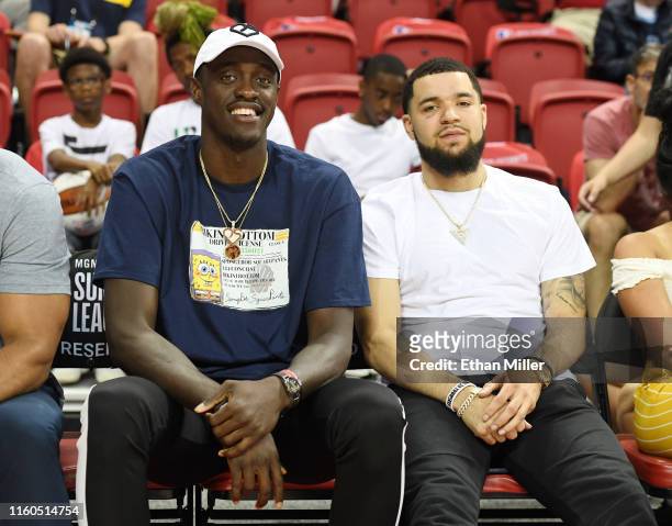 Pascal Siakam and Fred VanVleet of the Toronto Raptors attend a game between the Raptors and the Golden State Warriors during the 2019 NBA Summer...