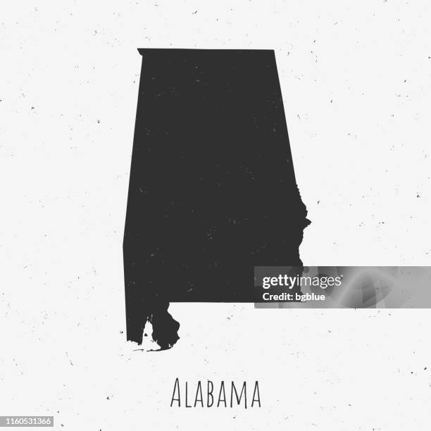 vintage alabama map with retro style, on dusty white background - birmingham stock illustrations