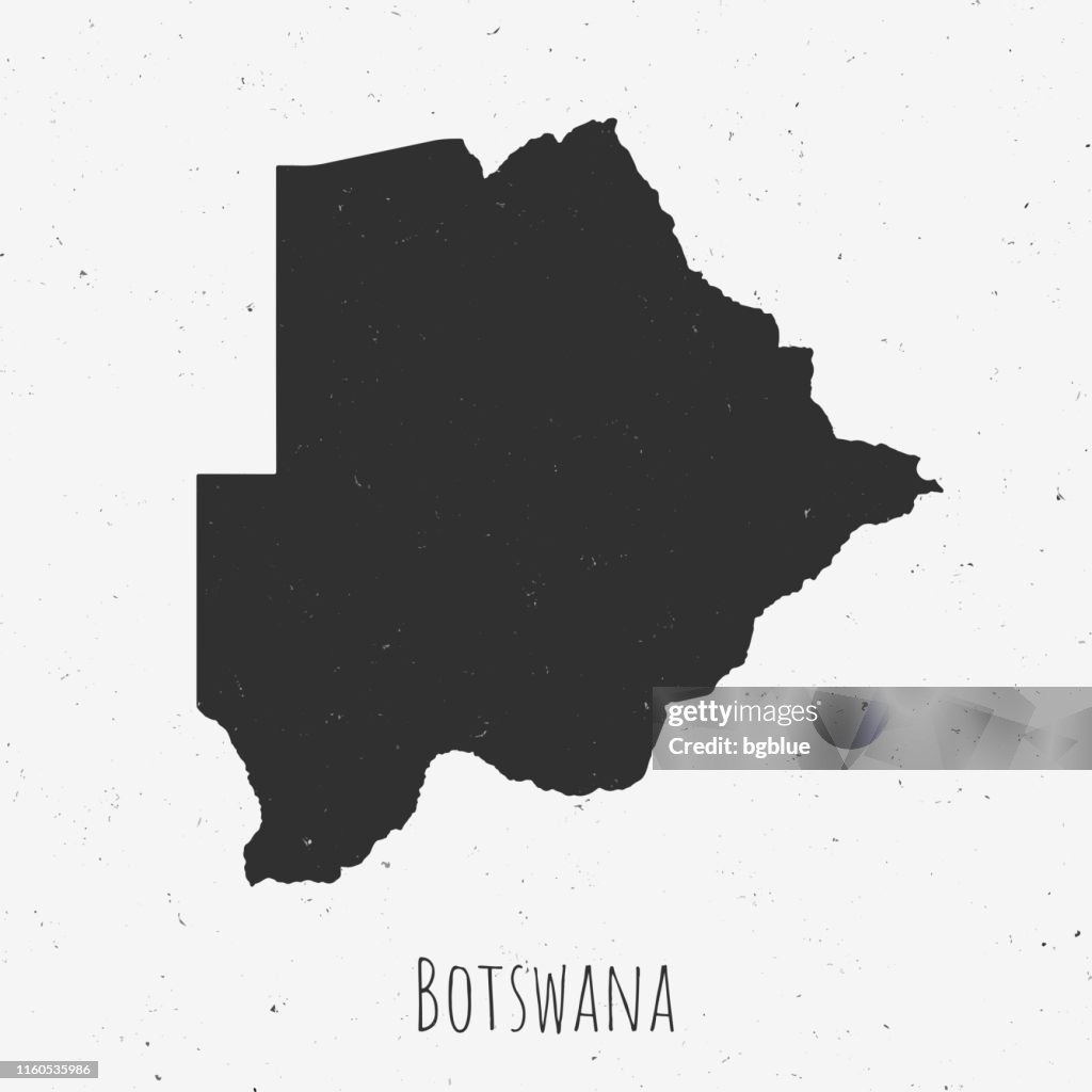Mapa de Botswana do vintage com estilo retro, no fundo branco empoeirado