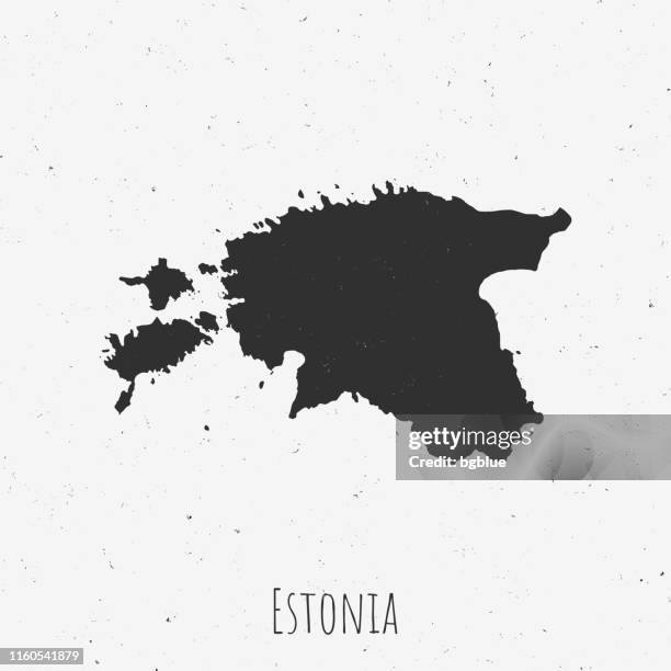 vintage estonia map with retro style, on dusty white background - estonia map stock illustrations