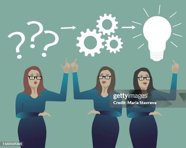 thinking. businesswoman solving a problem. - learn new language stock illustrations