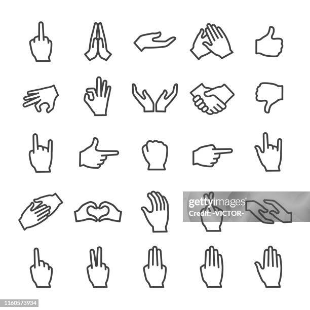 gesture icon set - smart line series - grabing hand stock illustrations