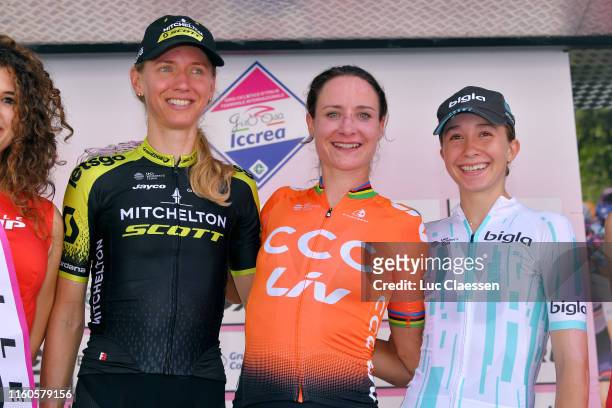 Podium / Lucy Kennedy of Australia and Team Mitchelton Scott / Marianne Vos of The Netherlands and Team CCC - Liv / Cecilie Uttrup Ludwig of Denmark...