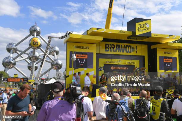 Podium / Mike Teunissen of The Netherlands and Team Jumbo-Visma / Steven Kruijswijk of The Netherlands and Team Jumbo-Visma / George Bennett of New...