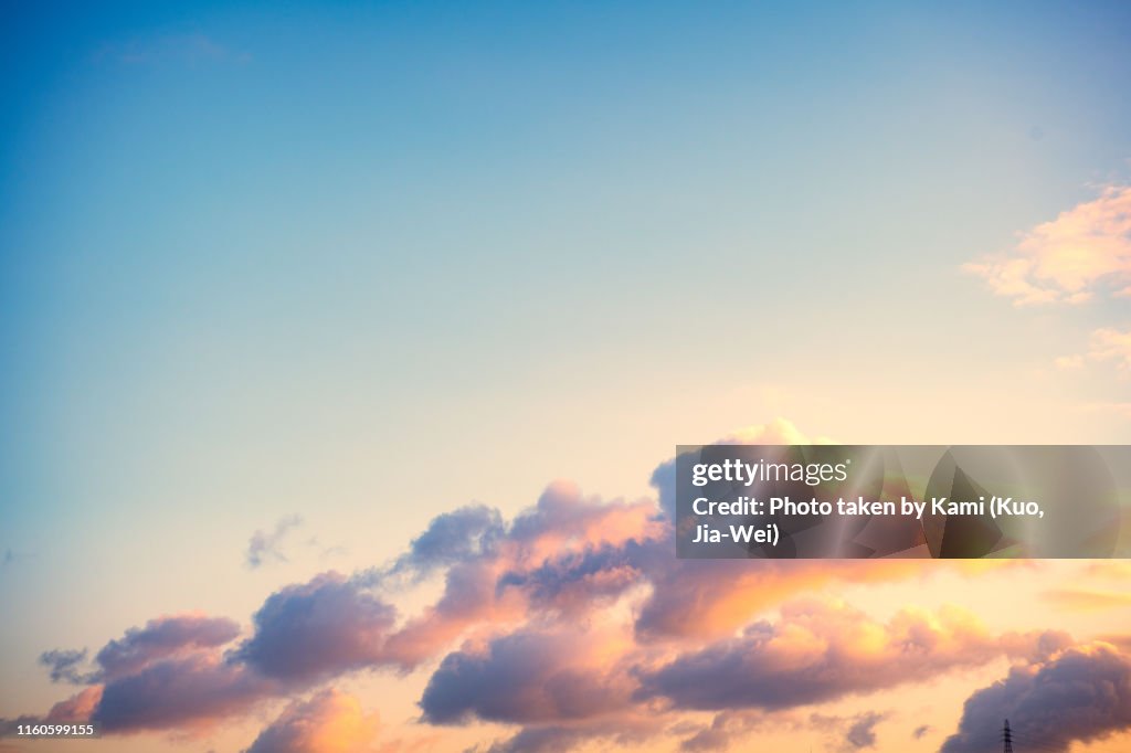 Early morning sky at Okinawa with electric tower