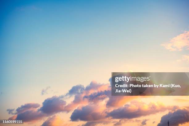 early morning sky at okinawa with electric tower - morning sky clouds stock pictures, royalty-free photos & images