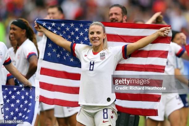 Julie Ertz of the USA celebrates following the 2019 FIFA Women's World Cup France Final match between The United States of America and The...