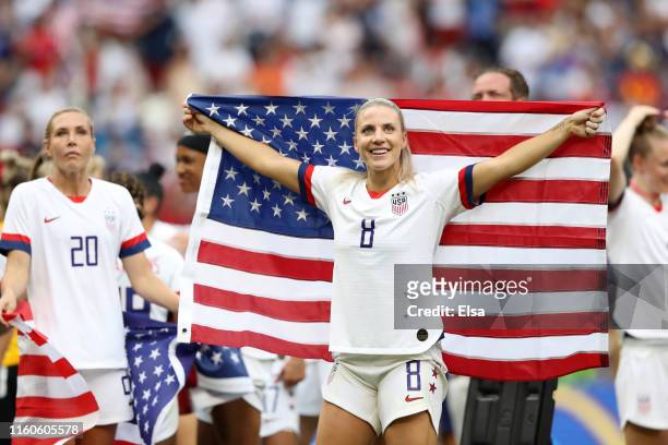 Julie Ertz of the USA celebrates following the 2019 FIFA Women's World Cup France Final match between The United States of America and The...